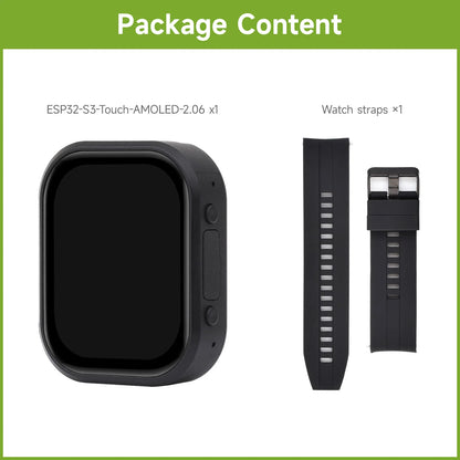 Waveshare ESP32-S3 2.06inch AMOLED Touch Watch Development Board, 32-bit LX7 Dual-core, Onboard Dual Digital Microphones Array