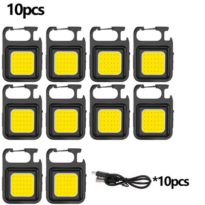 Super Bright Mini COB Keychain Portable light Flashlight Charging Lamp Camping Lights with Magnet 4 Lighting Modes Forwork Light