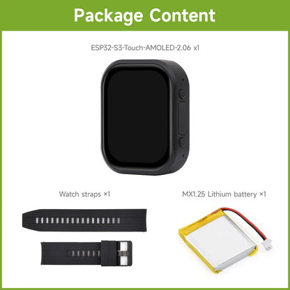 Waveshare ESP32-S3 2.06inch AMOLED Touch Watch Development Board, 32-bit LX7 Dual-core, Onboard Dual Digital Microphones Array